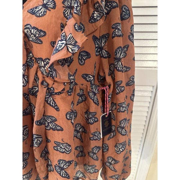 Simply Southern Collection Butterfly Womens Top Sz XXL Boho Lined Tie Back NWT - Picture 4 of 7